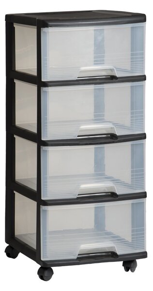Čierno-priehľadný plastový pojazdný regál 37x80,5 cm – Curver