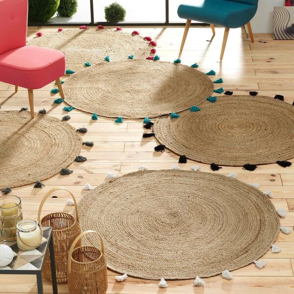 Okrúhly koberec v čierno-prírodnej farbe ø 120 cm Shira – douceur d'intérieur