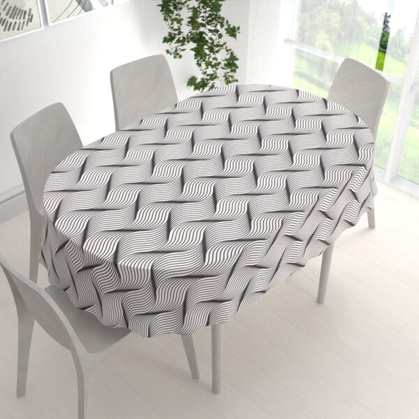 Biante Dekoračný oválny obrus PML-042 Čierno-biele vlnenie 100x140 cm