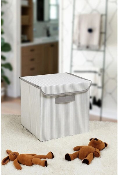 Sivý látkový úložný box s vekom 30x30x30 cm – Mioli Decor