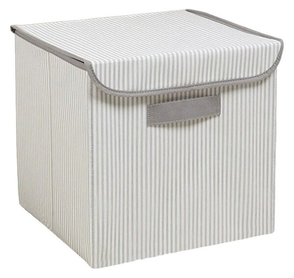Sivý látkový úložný box s vekom 30x30x30 cm – Mioli Decor
