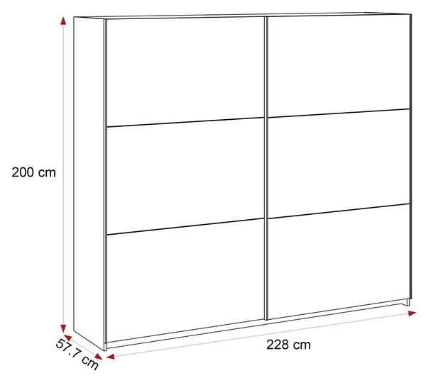 Posuvná šatníková skriňa CORDELIA 228 cm antracit so zrkadlom