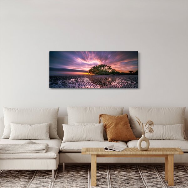 Obraz pláže pri západe slnka (120x50 cm)