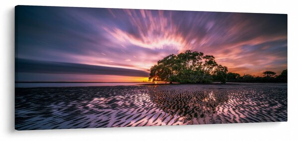 Obraz pláže pri západe slnka (120x50 cm)