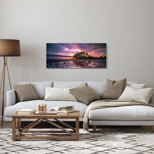 Obraz pláže pri západe slnka (120x50 cm)