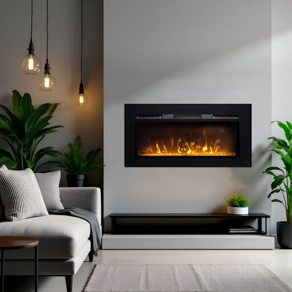 Moderný elektrický krb ElectricSun Paula Glass XS, vstavané, nástenné a podlahové, so zvukom, 10 farieb plameňa, s aplikácia a diaľkové ovládanie, Š10