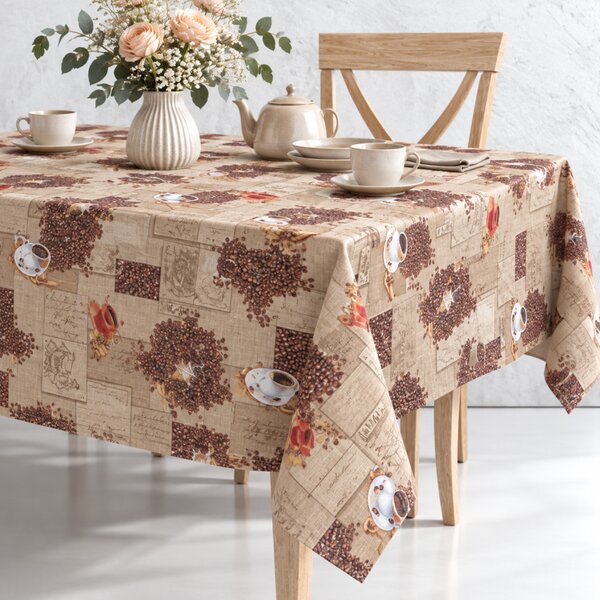 Obrus ​​PVC Mirella 178A - Kávový motív 140cm x 20m