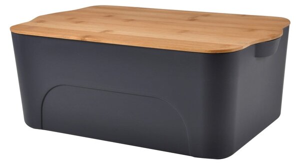 Antracitový plastový úložný box s vekom – Homéa