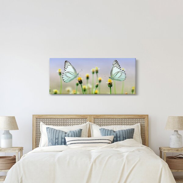 Obraz motýľov na kvetine (120x50 cm)
