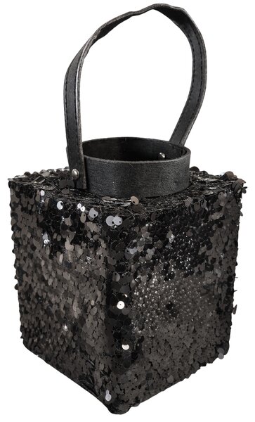 Lucerna s flitrami LOFTY GLAM 27 cm, čierna