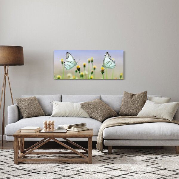 Obraz motýľov na kvetine (120x50 cm)