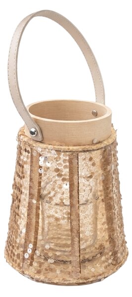 Lucerna s flitrami CONE GLAM 22 cm, prírodná