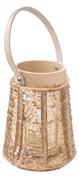 Lucerna s flitrami CONE GLAM 26 cm, prírodná