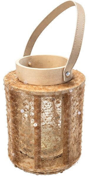 Lucerna s flitrami NATUR GLAM 26 cm, prírodná