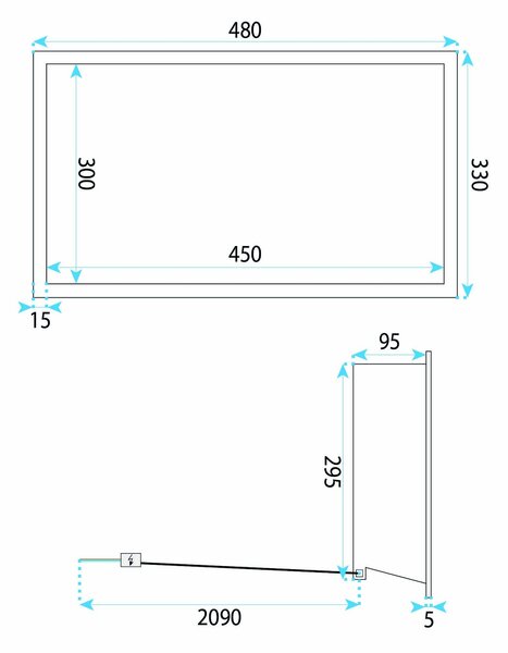 Rea Rea, VSTAVANÁ KÚPEĽŇOVÁ POLICA LED 30x45 Titan, REA-08566