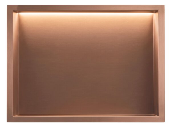 VSTAVANÁ KÚPEĽŇOVÁ POLICA LED 30x45 brush copper