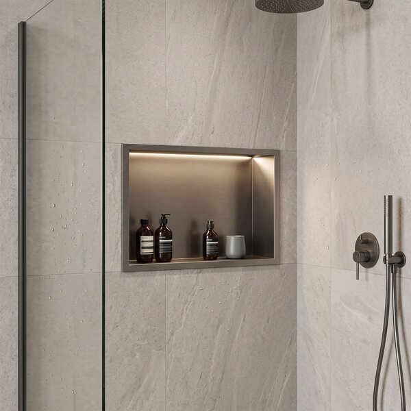 Rea Rea, VSTAVANÁ KÚPEĽŇOVÁ POLICA LED 30x45 Titan, REA-08566
