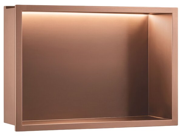 VSTAVANÁ KÚPEĽŇOVÁ POLICA LED 30x45 brush copper