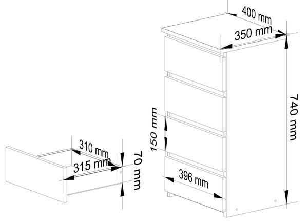 Ak furniture Komoda CL4 40 cm bílá/dub sonoma