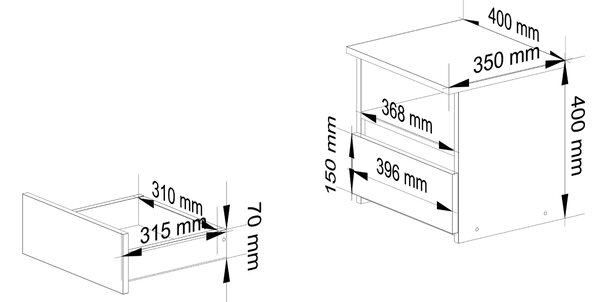 Ak furniture Noční stolek CL1 40 cm dub sonoma