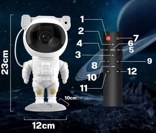 LED RGB projektor LED/5W/5V astronaut + diaľkové ovládanie