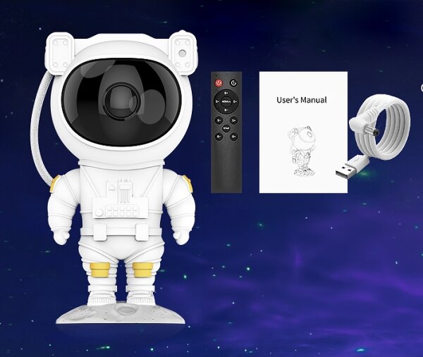 LED RGB projektor LED/5W/5V astronaut + diaľkové ovládanie