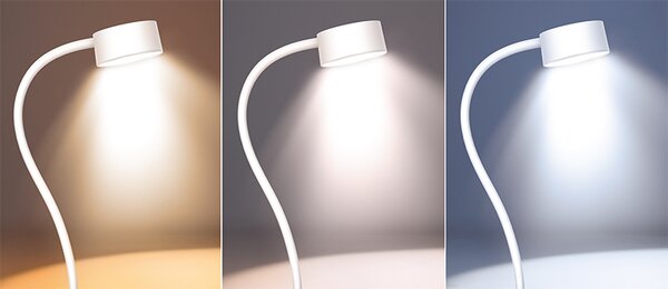 SOLIGHT LED stolná nabíjacia lampička, 2W, 210lm, 3CCT, biela, clip