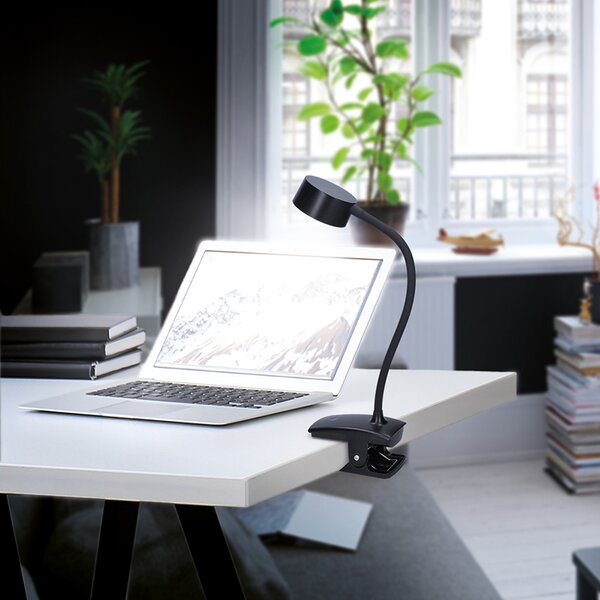 SOLIGHT LED stolná nabíjacia lampička, 2W, 210lm, 3CCT, čierna, clip