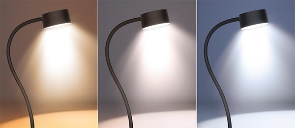 SOLIGHT LED stolná nabíjacia lampička, 2W, 210lm, 3CCT, čierna, clip