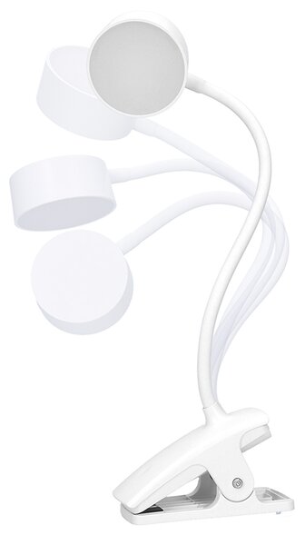 SOLIGHT LED stolná nabíjacia lampička, 2W, 210lm, 3CCT, biela, clip