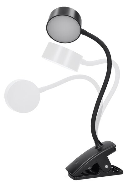 SOLIGHT LED stolná nabíjacia lampička, 2W, 210lm, 3CCT, čierna, clip