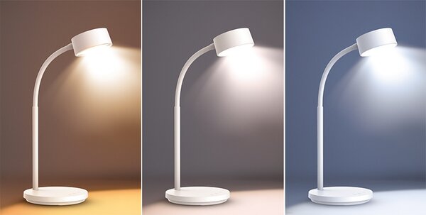 SOLIGHT LED stolná lampička, 4,5 W, 300lm, 3CCT, biela, podstavec