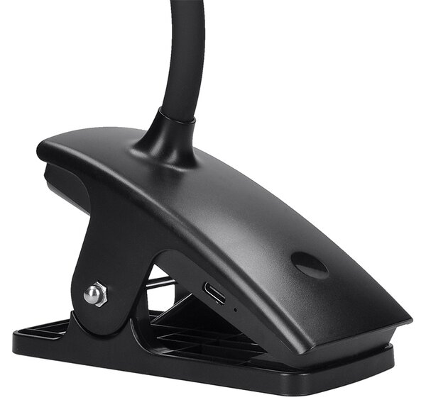 SOLIGHT LED stolná nabíjacia lampička, 2W, 210lm, 3CCT, čierna, clip