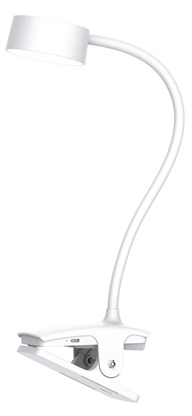 SOLIGHT LED stolná nabíjacia lampička, 2W, 210lm, 3CCT, biela, clip