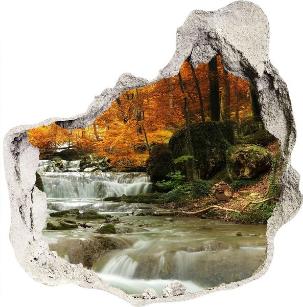 Díra 3D ve zdi nálepka Vodopád v lese nd-p-64421594
