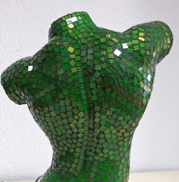 Stolná lampa zelená MEN BODY, 41 cm, ručná práca, mozaika