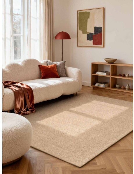 Ručne tkaný vlnený koberec v prírodnej farbe 140x200 cm Puristic Knots – Elle Decoration