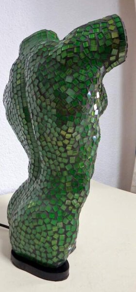 Stolná lampa zelená MEN BODY, 41 cm, ručná práca, mozaika