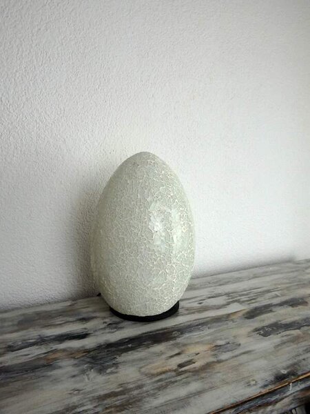 Stolná lampa biela EGG, 33 cm, ručná práca, mozaika