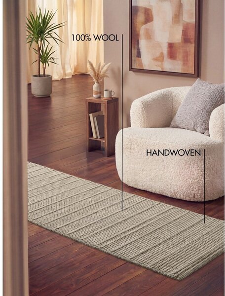 Krémový ručne tkaný vlnený behúň 80x250 cm Camden Parker – Ted Baker