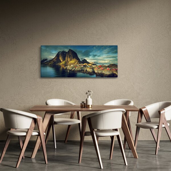 Obraz rybárskej dediny v Nórsku (120x50 cm)