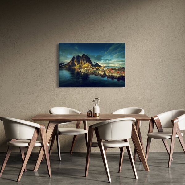 Obraz rybárskej dediny v Nórsku (90x60 cm)