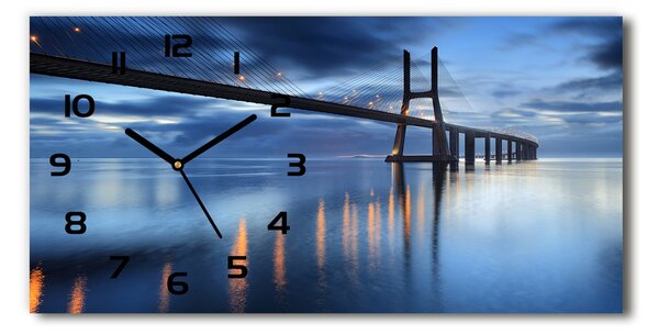 Vodorovné Sklenené hodiny na stenu Osvetlený most