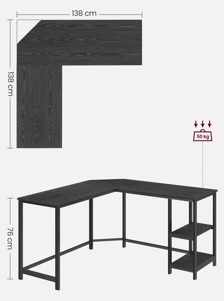 ROHOVÝ PÍSACÍ STÔL, čierna, 138/138/76 cm Boxxx - Online Only kancelárie, Online Only