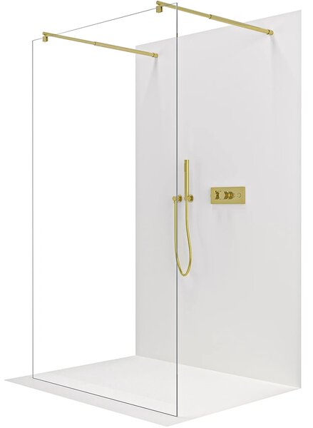 CERANO - Sprchová zástena Walk-in Onyx Duo Ľ/P - 8 mm - guľatá vzpera - zlatá, transparentné sklo - 50x200 cm
