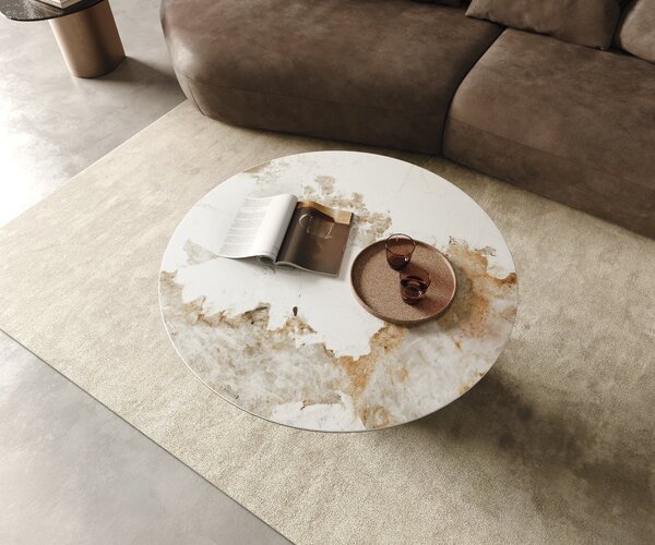 DELIFE Konferenčný stolík Edge okrúhly 100×100 cm keramika Minas Melange Borna titánová farba