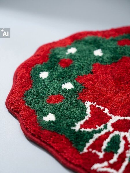 Sinsay - Vianočná kúpeľňová predložka v tvare venca - červená