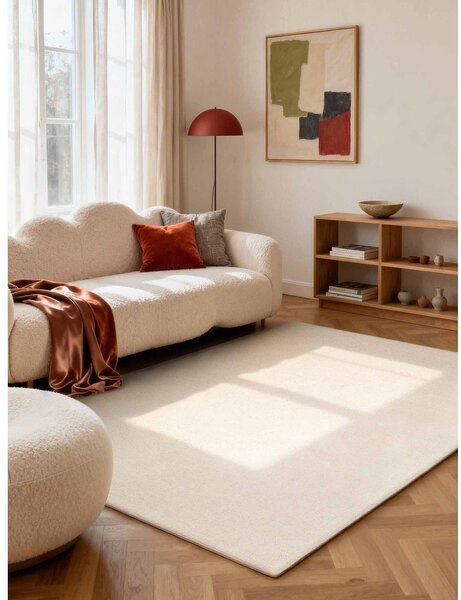 Krémový ručne tkaný vlnený koberec 160x230 cm Puristic Knots – Elle Decoration