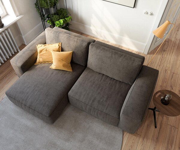 DELIFE Rohová pohovka Lanzo 230x155 cm mikrovlákno khaki-hnedá variabilné ležadlo
