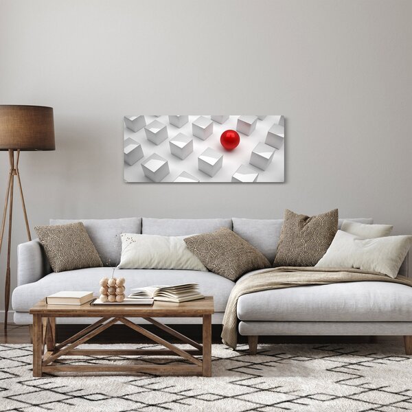 Obraz abstrakcie - kocky s guľou (120x50 cm)